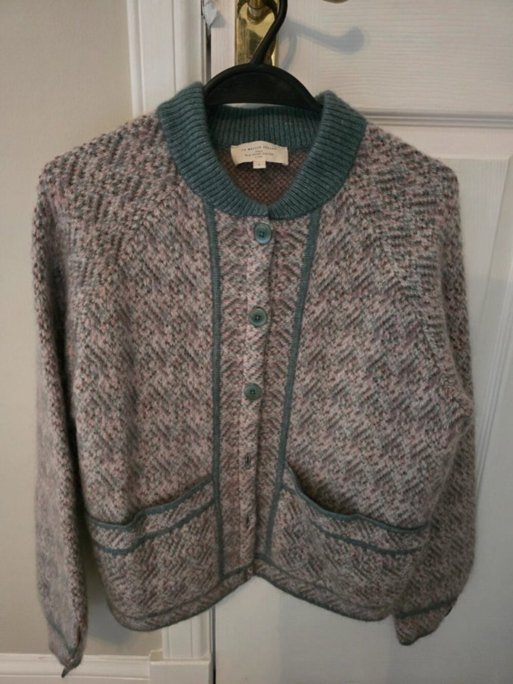 Sezane Green Wool & Mohair Cardigan, S